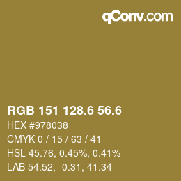 カラーコード: RGB 151 128.6 56.6 | qconv.com