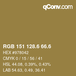カラーコード: RGB 151 128.6 66.6 | qconv.com
