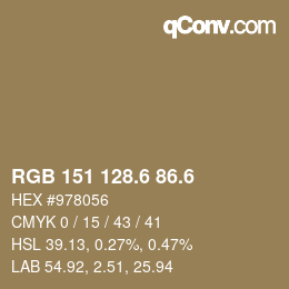 カラーコード: RGB 151 128.6 86.6 | qconv.com