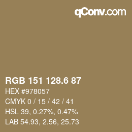カラーコード: RGB 151 128.6 87 | qconv.com