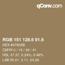 カラーコード: RGB 151 128.6 91.6 | qconv.com
