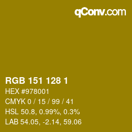 カラーコード: RGB 151 128 1 | qconv.com