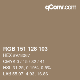 カラーコード: RGB 151 128 103 | qconv.com