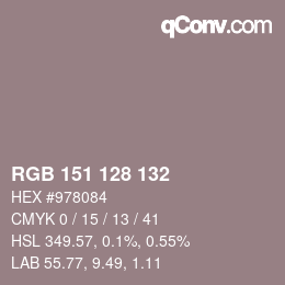 Color code: RGB 151 128 132 | qconv.com