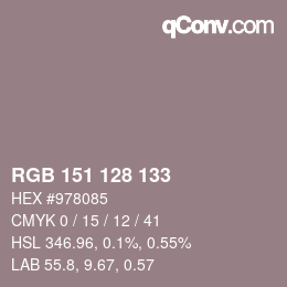 Color code: RGB 151 128 133 | qconv.com