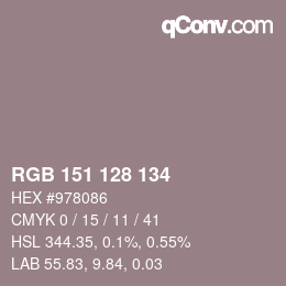 Color code: RGB 151 128 134 | qconv.com
