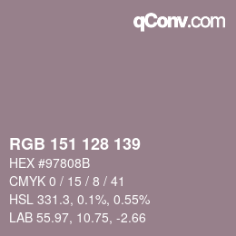 Color code: RGB 151 128 139 | qconv.com