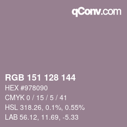 颜色代码: RGB 151 128 144 | qconv.com