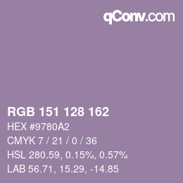 カラーコード: RGB 151 128 162 | qconv.com