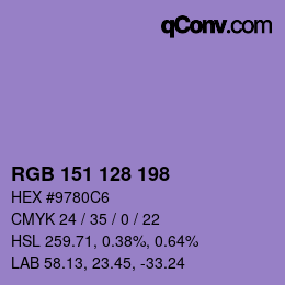 Color code: RGB 151 128 198 | qconv.com
