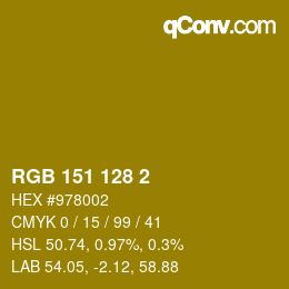 颜色代码: RGB 151 128 2 | qconv.com