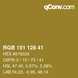 Color code: RGB 151 128 41 | qconv.com