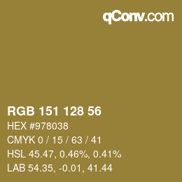 カラーコード: RGB 151 128 56 | qconv.com