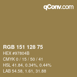 カラーコード: RGB 151 128 75 | qconv.com