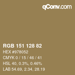 Color code: RGB 151 128 82 | qconv.com