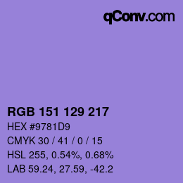 Color code: RGB 151 129 217 | qconv.com