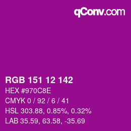 カラーコード: RGB 151 12 142 | qconv.com