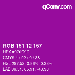 Color code: RGB 151 12 157 | qconv.com