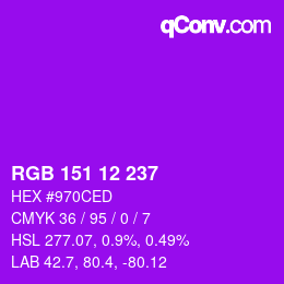 Color code: RGB 151 12 237 | qconv.com