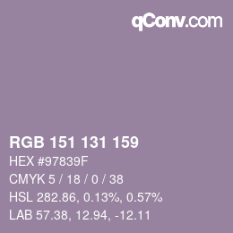 Color code: RGB 151 131 159 | qconv.com