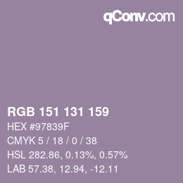 Color code: RGB 151 131 159 | qconv.com