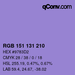 カラーコード: RGB 151 131 210 | qconv.com