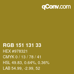 Farbcode: RGB 151 131 33 | qconv.com