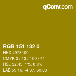 カラーコード: RGB 151 132 0 | qconv.com