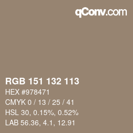 Color code: RGB 151 132 113 | qconv.com