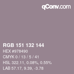 颜色代码: RGB 151 132 144 | qconv.com