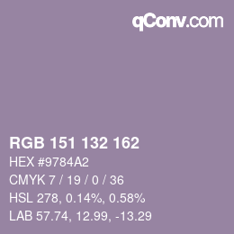 Color code: RGB 151 132 162 | qconv.com