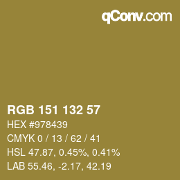 Color code: RGB 151 132 57 | qconv.com