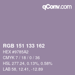 Color code: RGB 151 133 162 | qconv.com