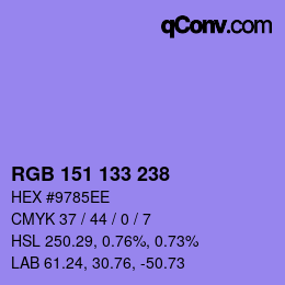 カラーコード: RGB 151 133 238 | qconv.com