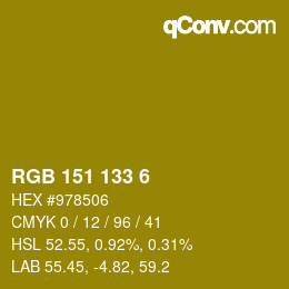 カラーコード: RGB 151 133 6 | qconv.com