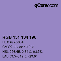 カラーコード: RGB 151 134 196 | qconv.com