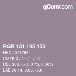 カラーコード: RGB 151 135 150 | qconv.com