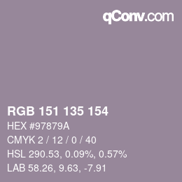 Color code: RGB 151 135 154 | qconv.com