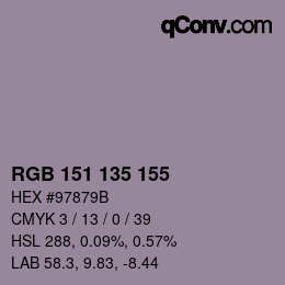 カラーコード: RGB 151 135 155 | qconv.com