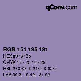 Color code: RGB 151 135 181 | qconv.com