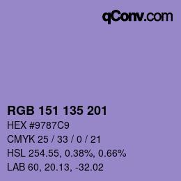 Código de color: RGB 151 135 201 | qconv.com