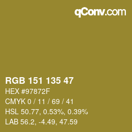 Color code: RGB 151 135 47 | qconv.com