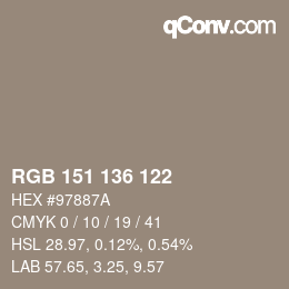 Code couleur: RGB 151 136 122 | qconv.com
