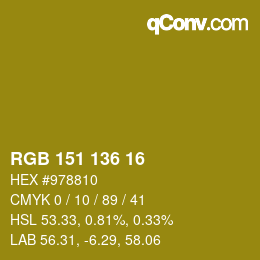 Color code: RGB 151 136 16 | qconv.com