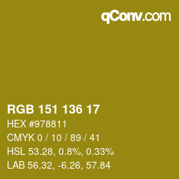 Color code: RGB 151 136 17 | qconv.com