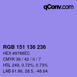 Color code: RGB 151 136 236 | qconv.com