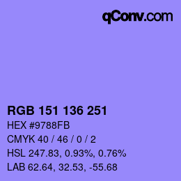 Color code: RGB 151 136 251 | qconv.com