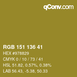 Color code: RGB 151 136 41 | qconv.com