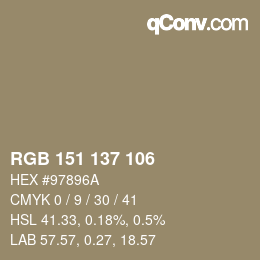Color code: RGB 151 137 106 | qconv.com