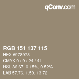 Farbcode: RGB 151 137 115 | qconv.com